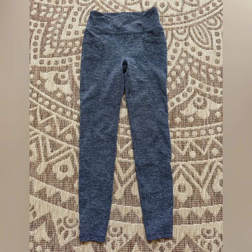 Athleta Herringbone Metro High Waisted Leggings Sz Small Heather Gray Pockets - Picture 3 of 15